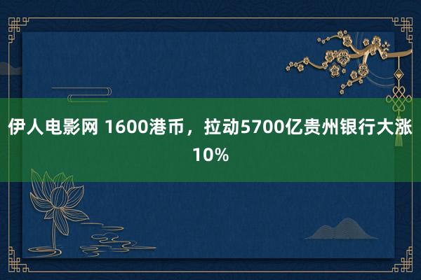 伊人电影网 1600港币，拉动5700亿贵州银行大涨10%