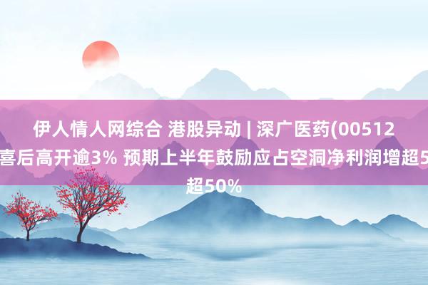 伊人情人网综合 港股异动 | 深广医药(00512)盈喜后高开逾3% 预期上半年鼓励应占空洞净利润增超50%