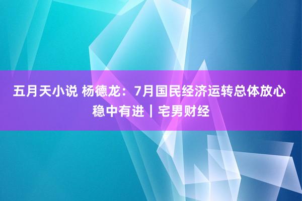 五月天小说 杨德龙：7月国民经济运转总体放心 稳中有进｜宅男财经