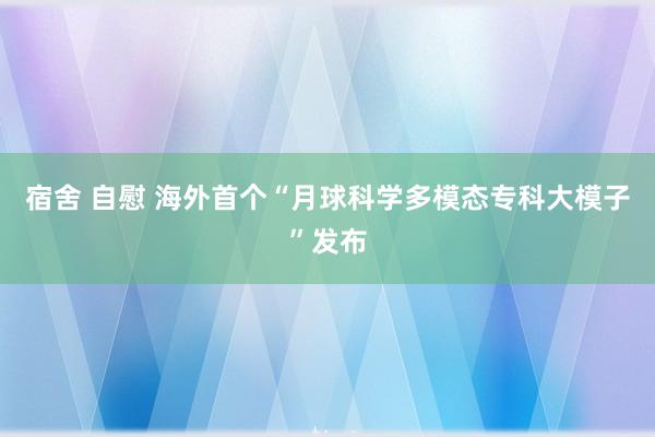 宿舍 自慰 海外首个“月球科学多模态专科大模子”发布