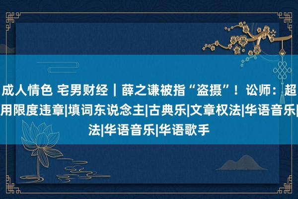 成人情色 宅男财经｜薛之谦被指“盗摄”！讼师：超出合理使用限度违章|填词东说念主|古典乐|文章权法|华语音乐|华语歌手