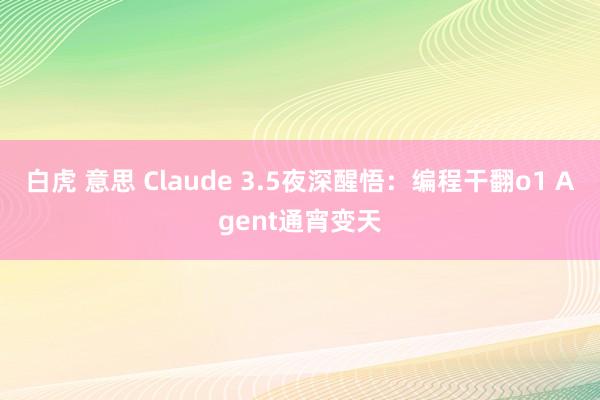 白虎 意思 Claude 3.5夜深醒悟：编程干翻o1 Agent通宵变天