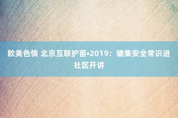 欧美色情 北京互联护苗•2019：辘集安全常识进社区开讲