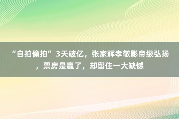 “自拍偷拍” 3天破亿，张家辉孝敬影帝级弘扬，票房是赢了，却留住一大缺憾